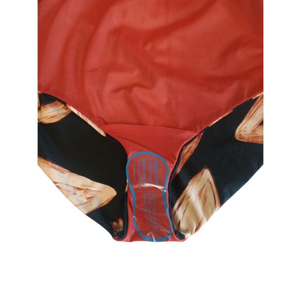 DKNY Halter Ring One Piece Swimsuit color Painted Leaf Large NWT - Picture 12 of 13